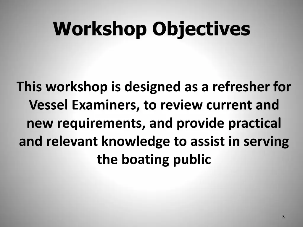 workshop objectives