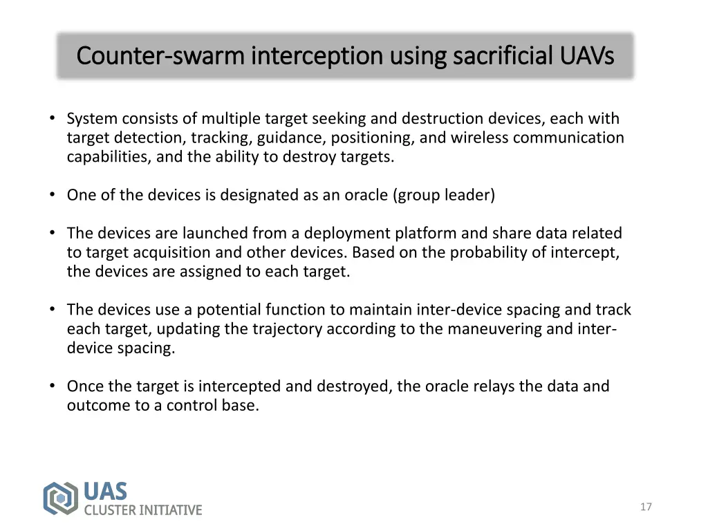 counter counter swarm interception using 2