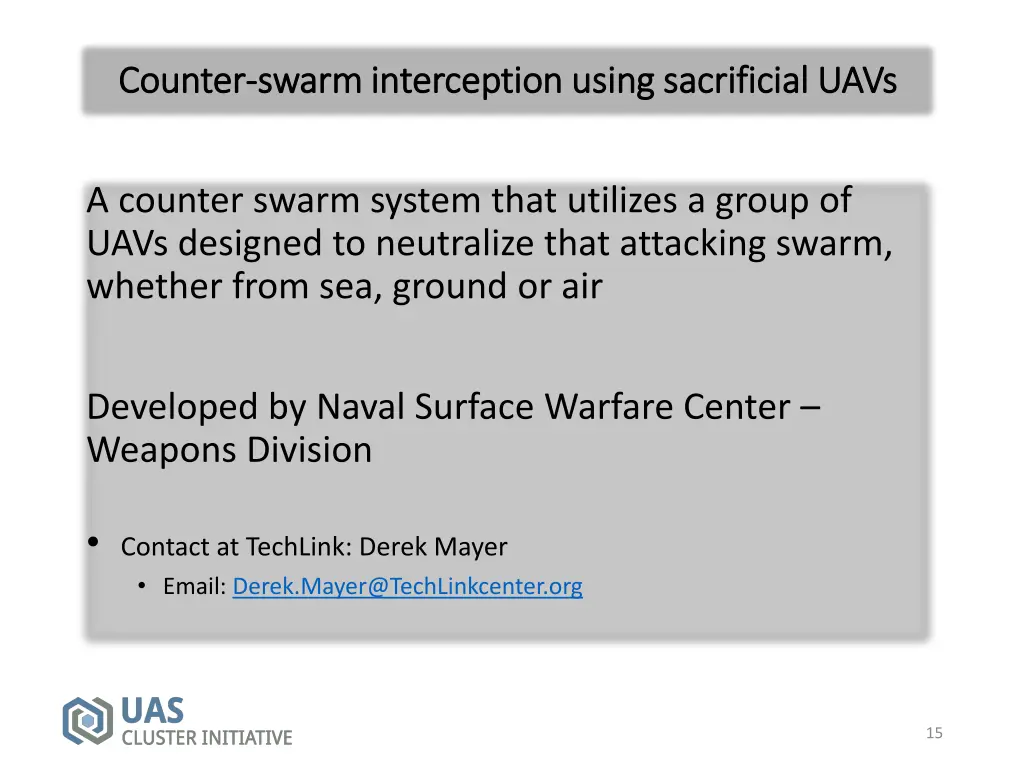 counter counter swarm interception using