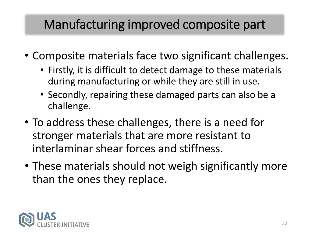 manufacturing improved composite part 1