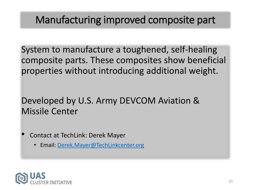 manufacturing improved composite part