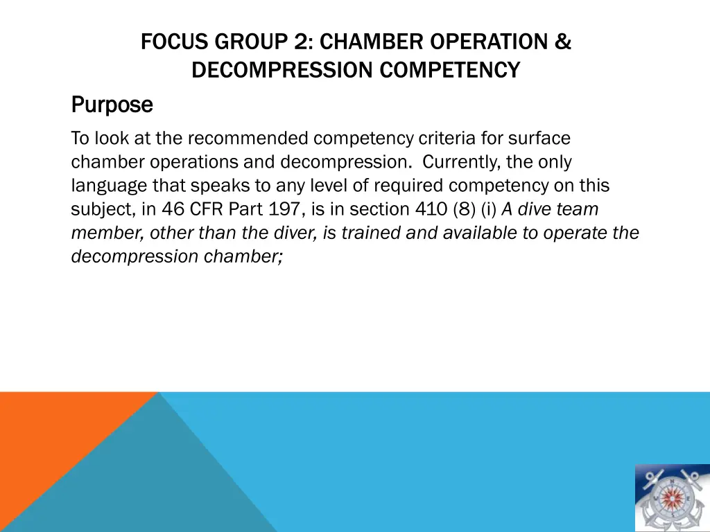 focus group 2 chamber operation decompression 1