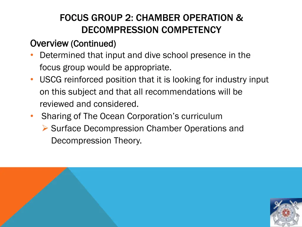 focus group 2 chamber operation decompression 3