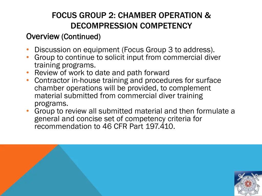 focus group 2 chamber operation decompression 4