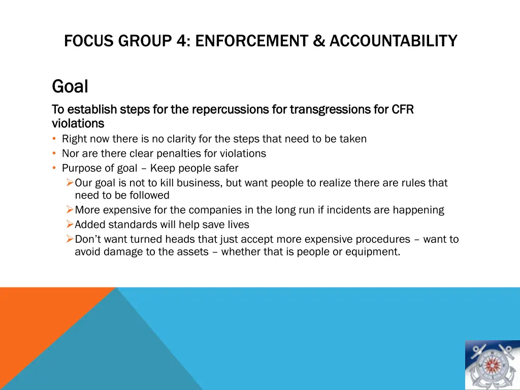 focus group 4 enforcement accountability 1