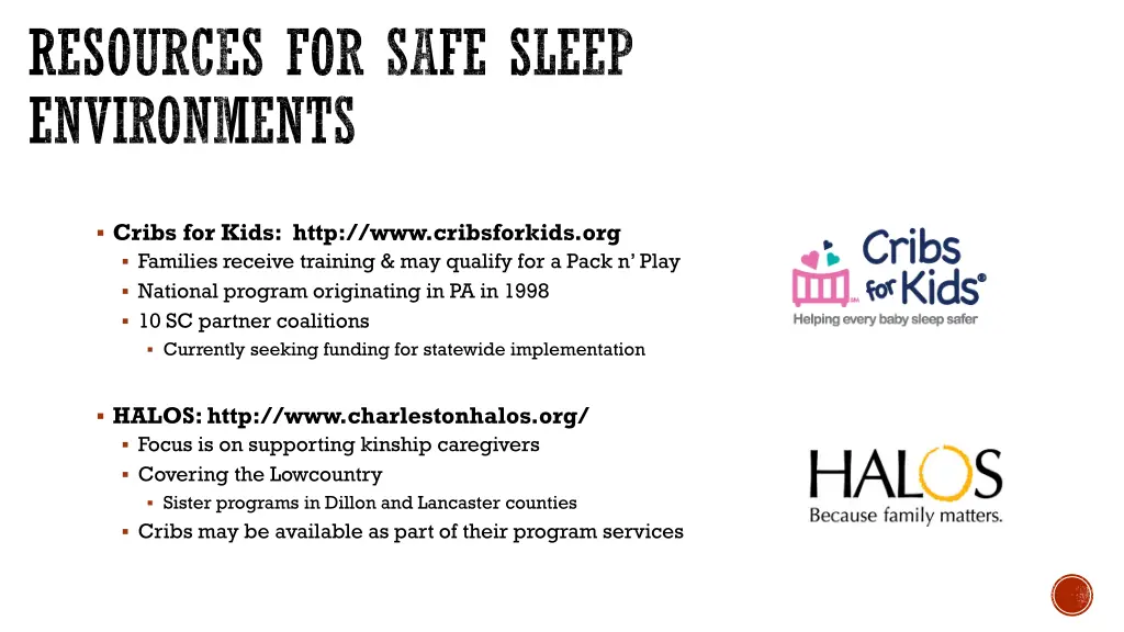 resources for safe sleep environments