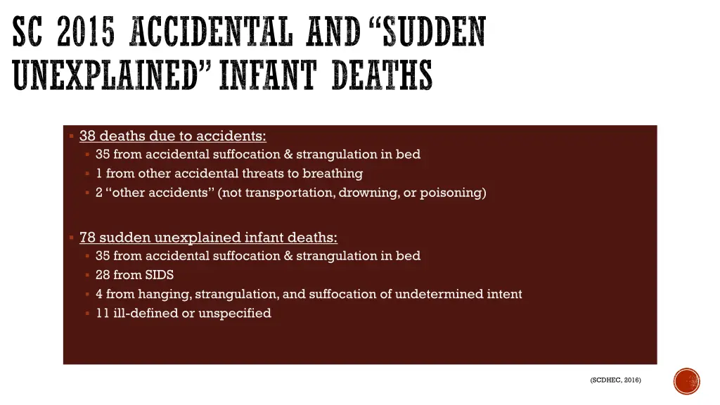 sc 2015 accidental and sudden unexplained infant