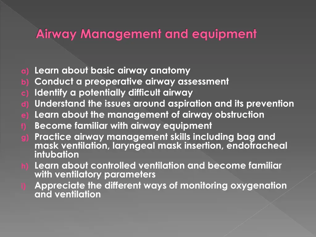 airway management and equipment