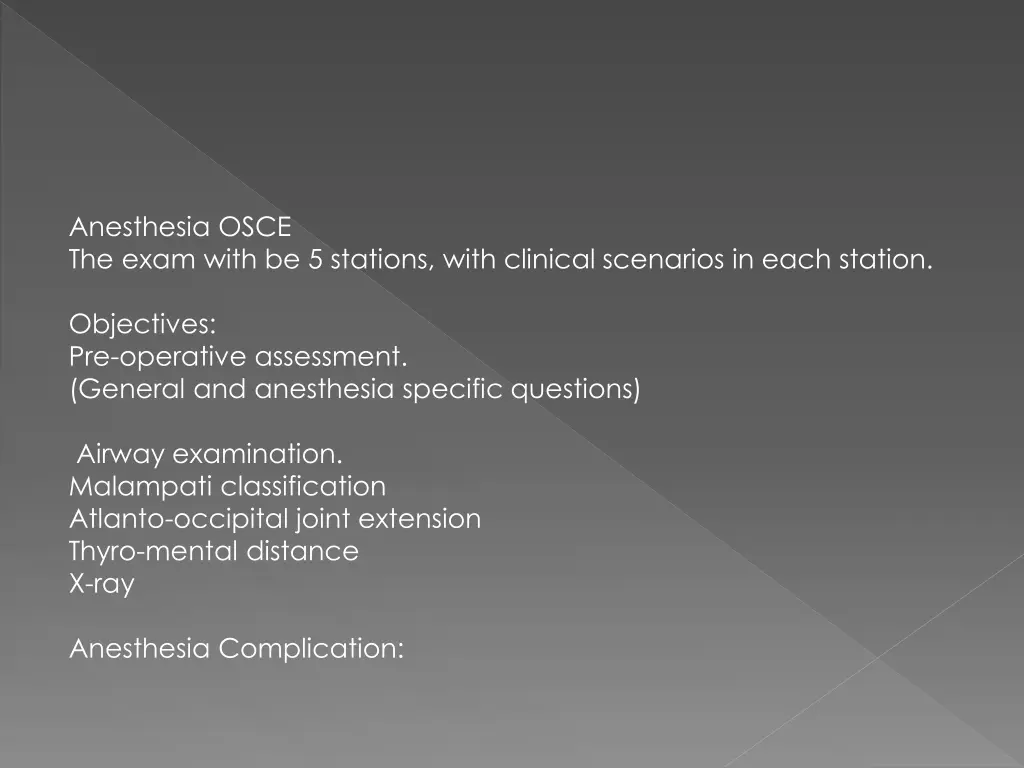 anesthesia osce the exam with be 5 stations with