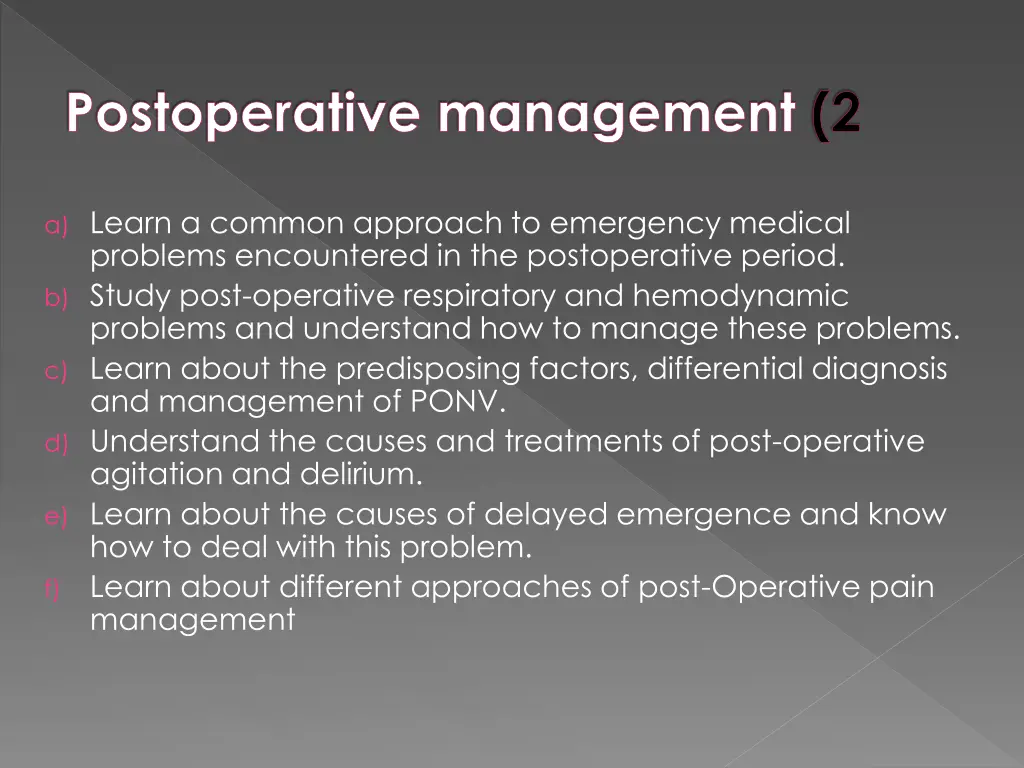 postoperative management 2