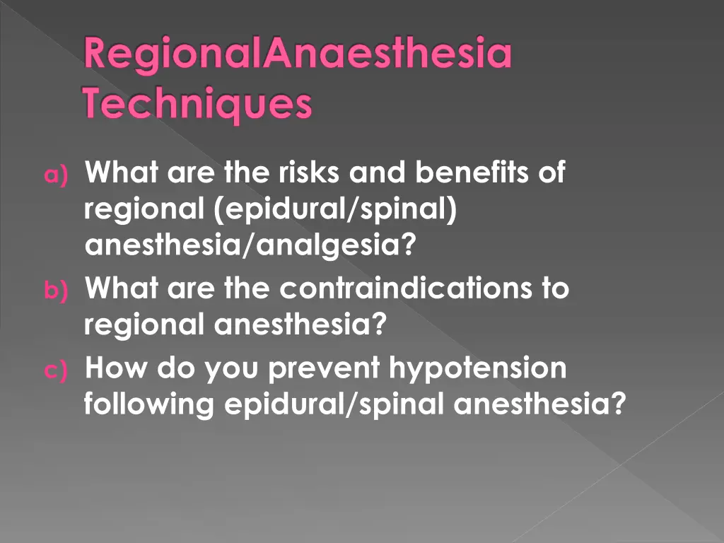 regionalanaesthesia techniques