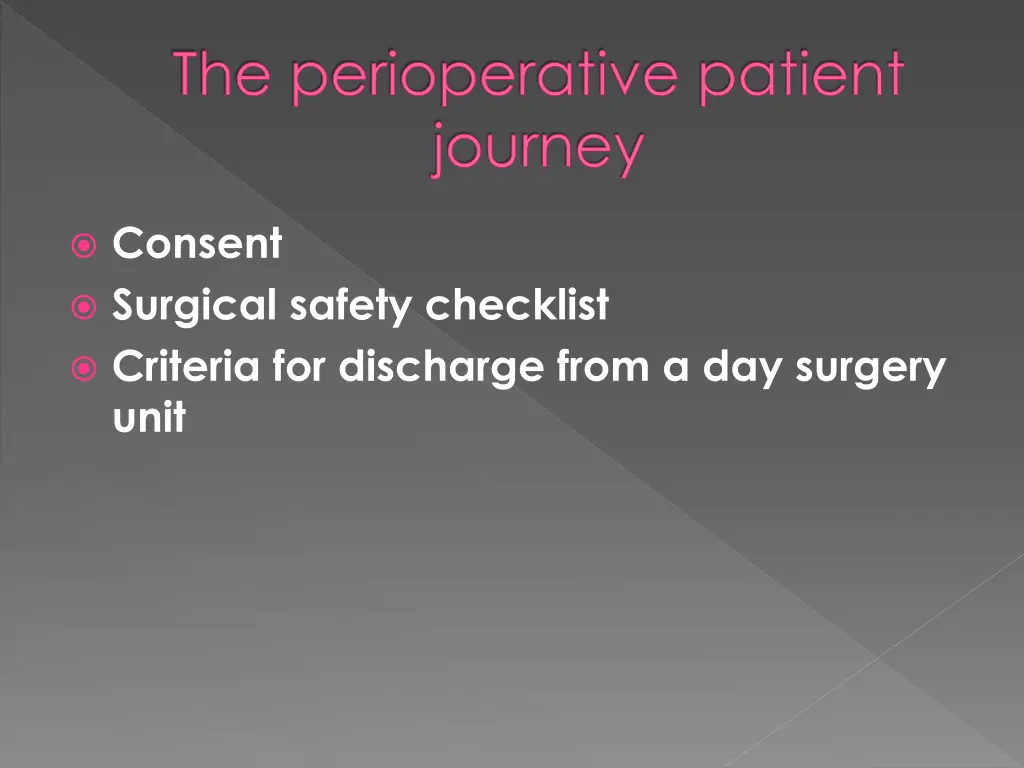 the perioperative patient journey