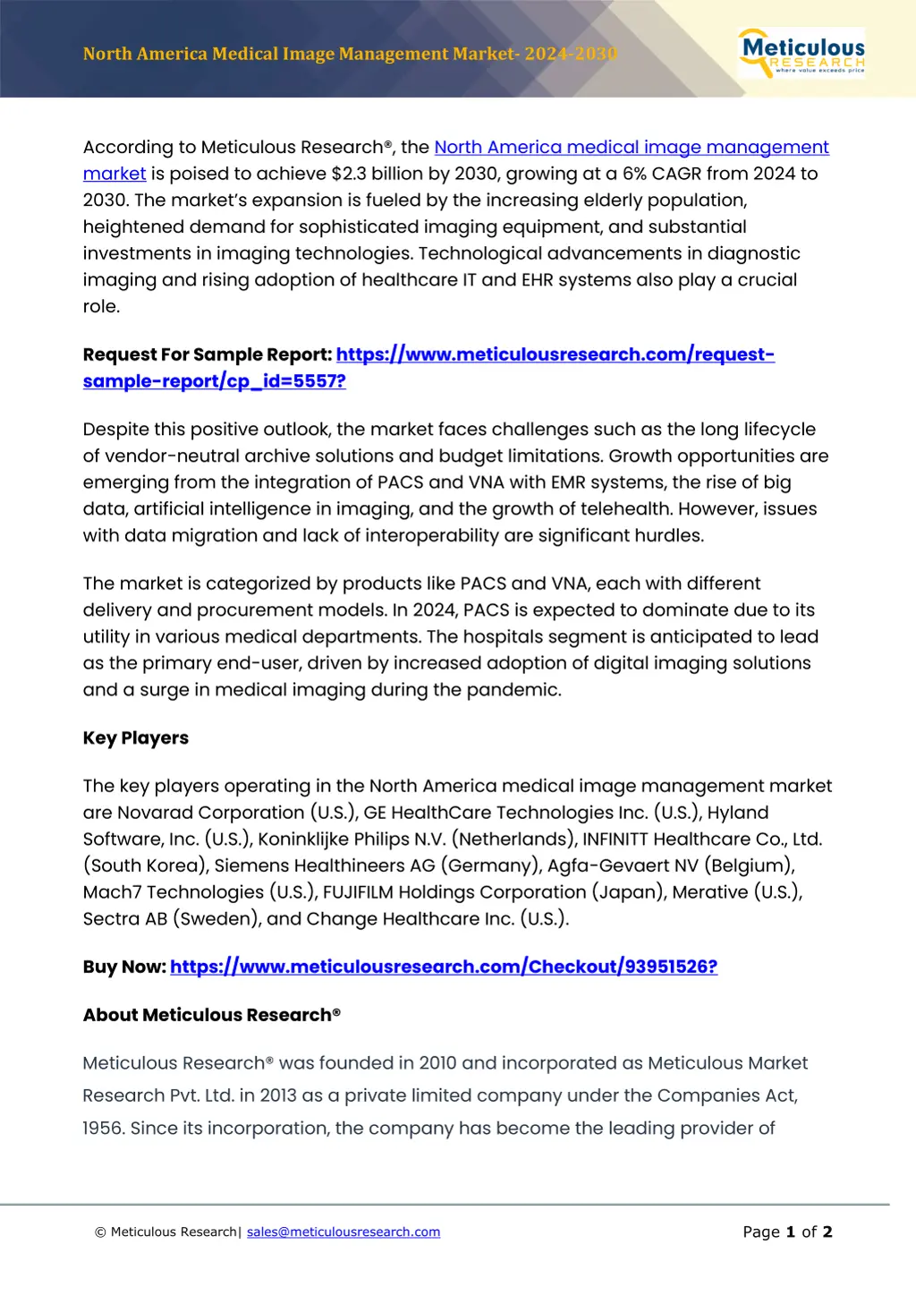 north america medical image management market