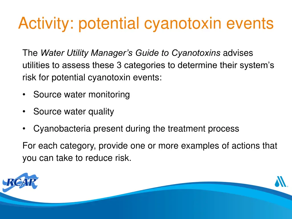 activity potential cyanotoxin events