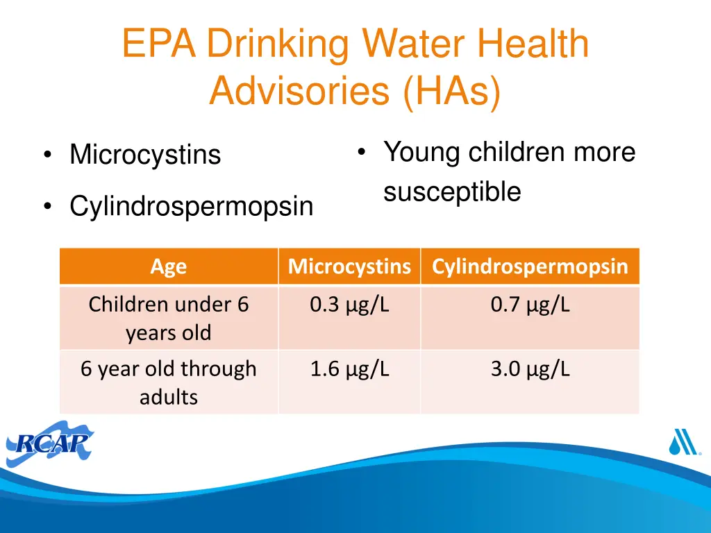 epa drinking water health advisories has