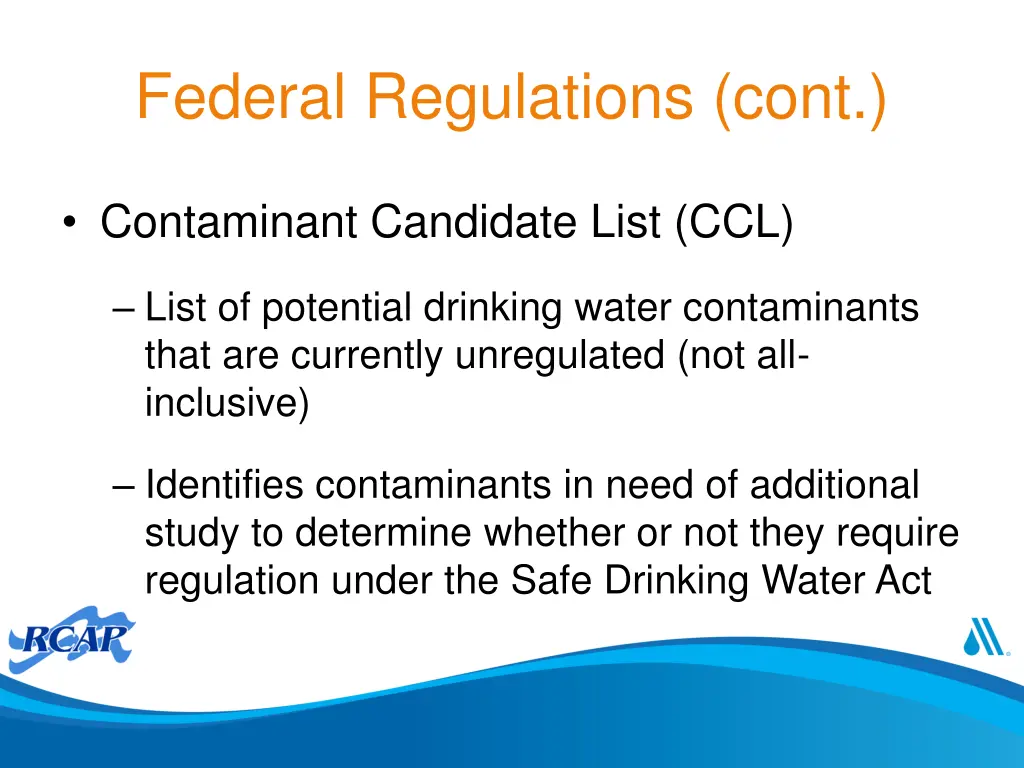 federal regulations cont