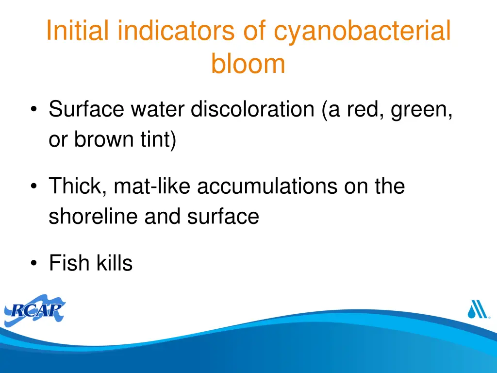 initial indicators of cyanobacterial bloom