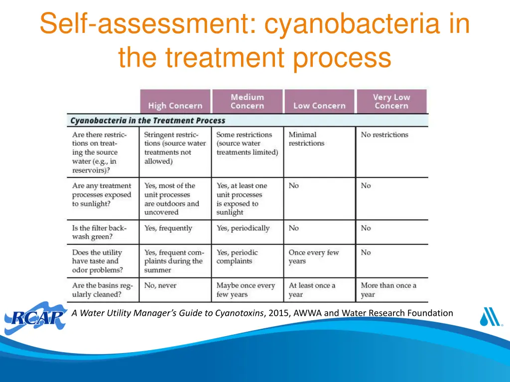 self assessment cyanobacteria in the treatment