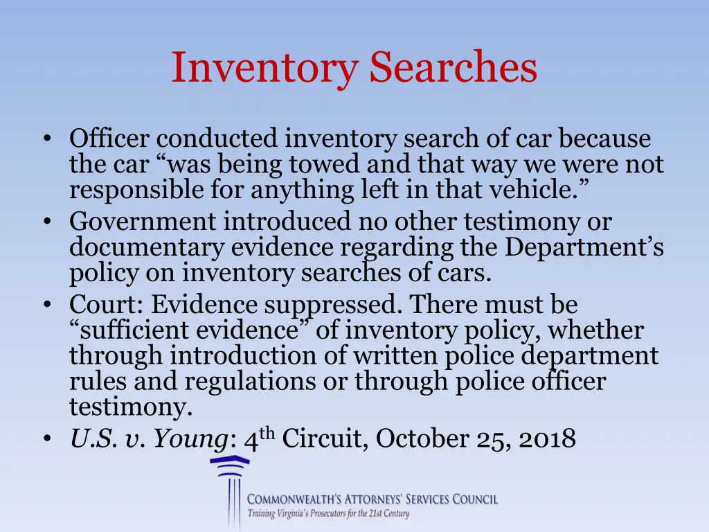 inventory searches