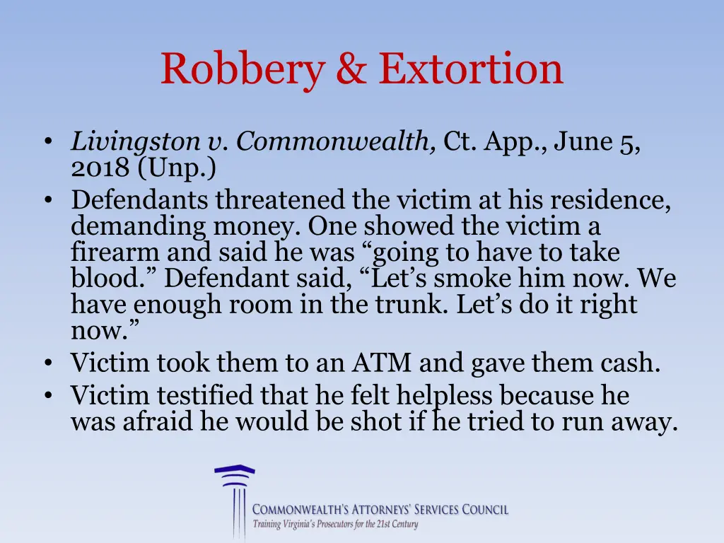 robbery extortion