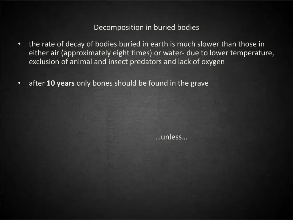 decomposition in buried bodies