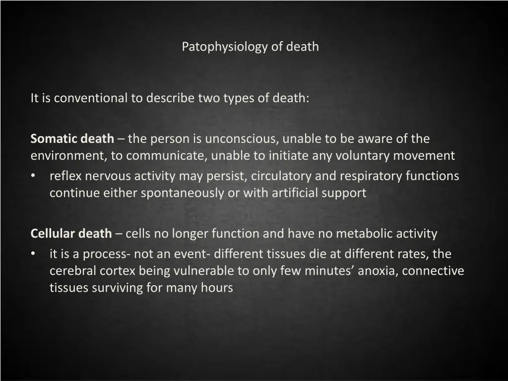 patophysiology of death