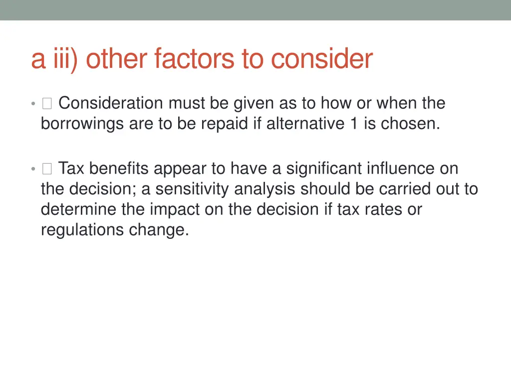 a iii other factors to consider