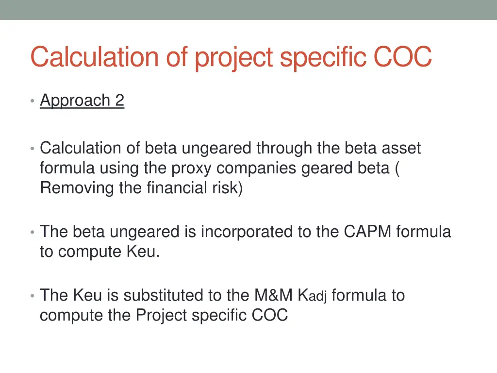 calculation of project specific coc 1