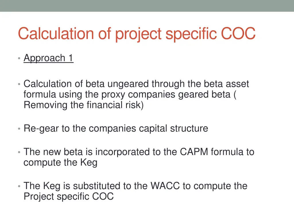 calculation of project specific coc