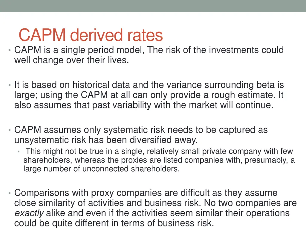 capm derived rates capm is a single period model