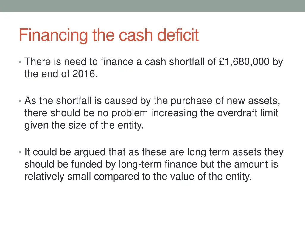 financing the cash deficit