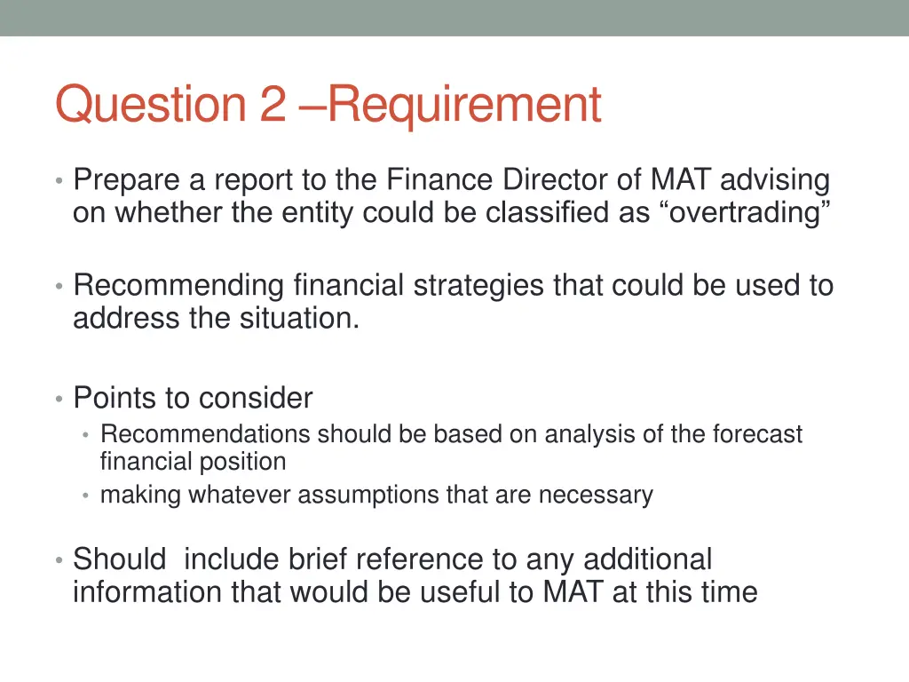 question 2 requirement