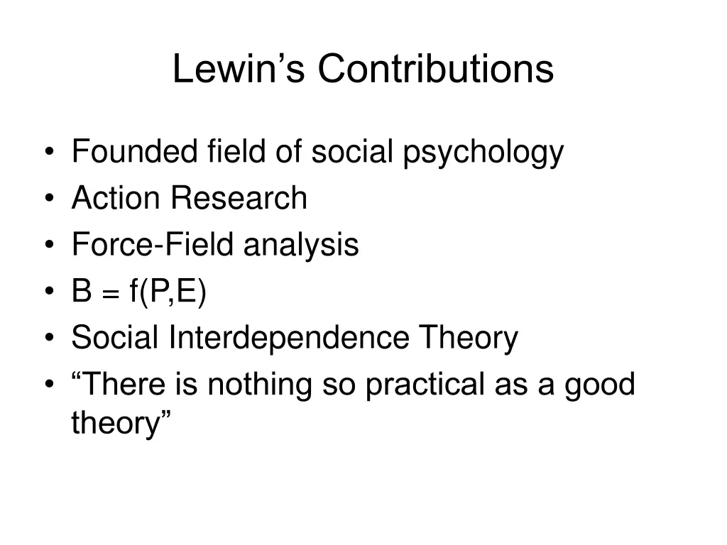 lewin s contributions