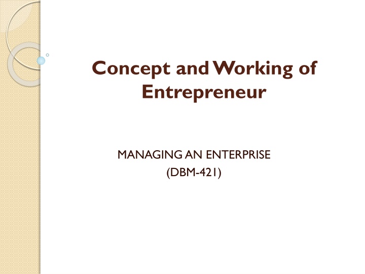 concept and working of entrepreneur