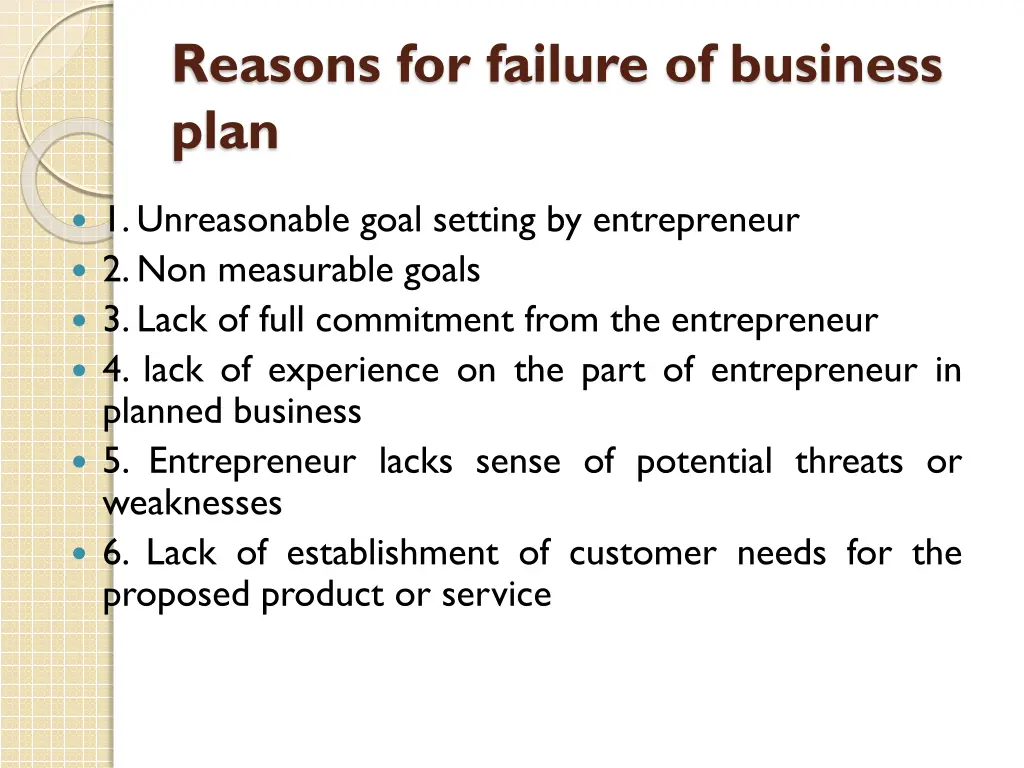 reasons for failure of business plan