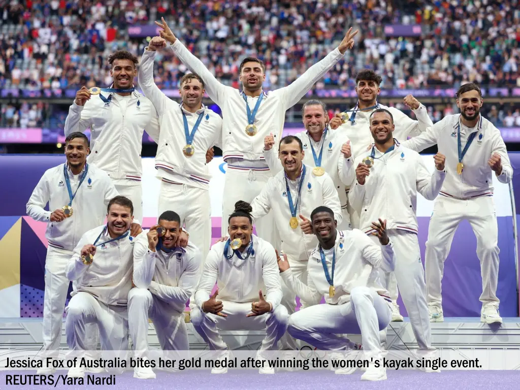 jessica fox of australia bites her gold medal