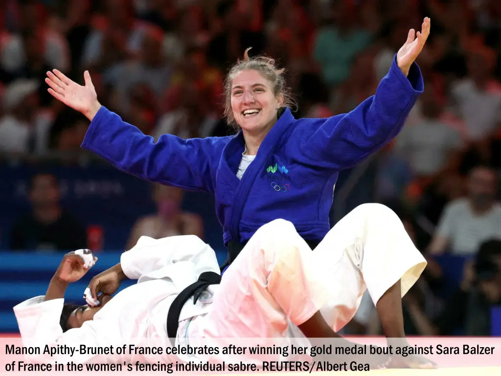 manon apithy brunet of france celebrates after