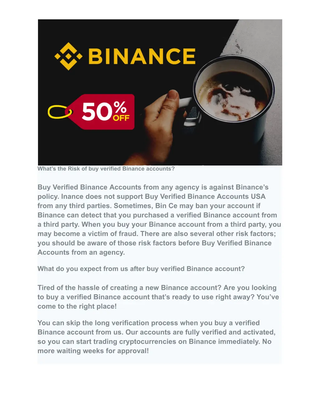 what s the risk of buy verified binance accounts