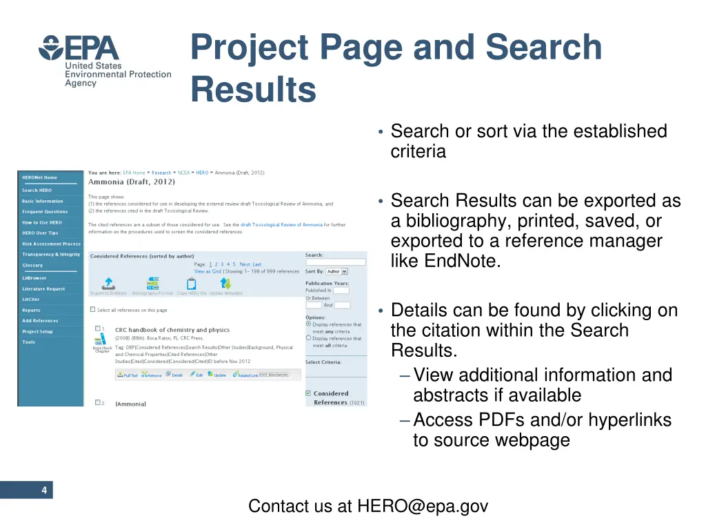 project page and search results