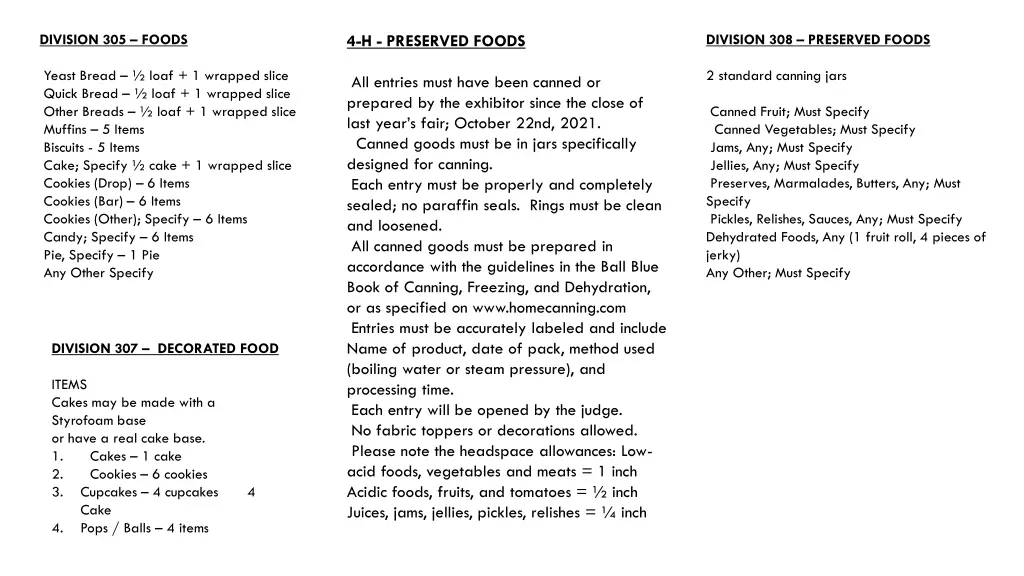 division 305 foods