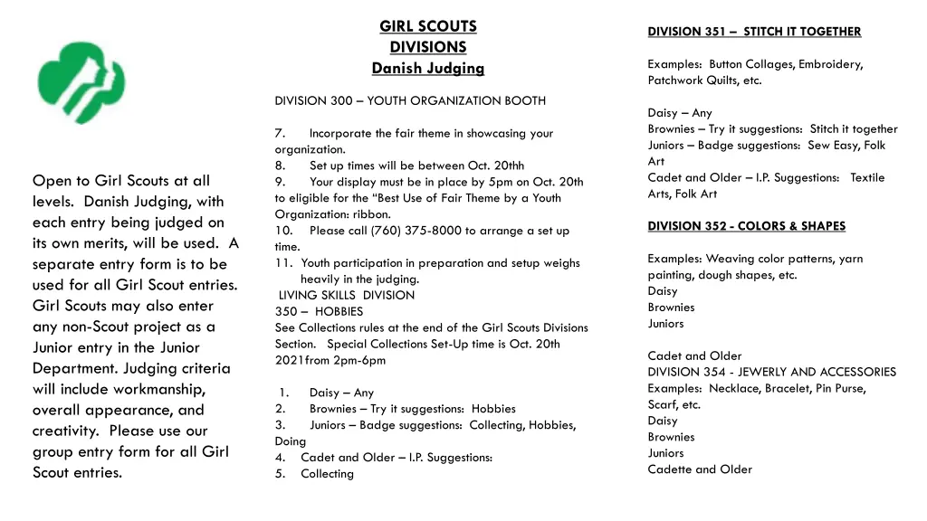 girl scouts divisions danish judging