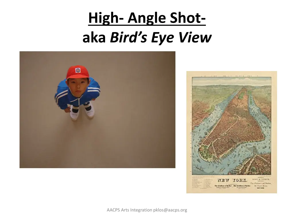 high angle shot aka bird s eye view