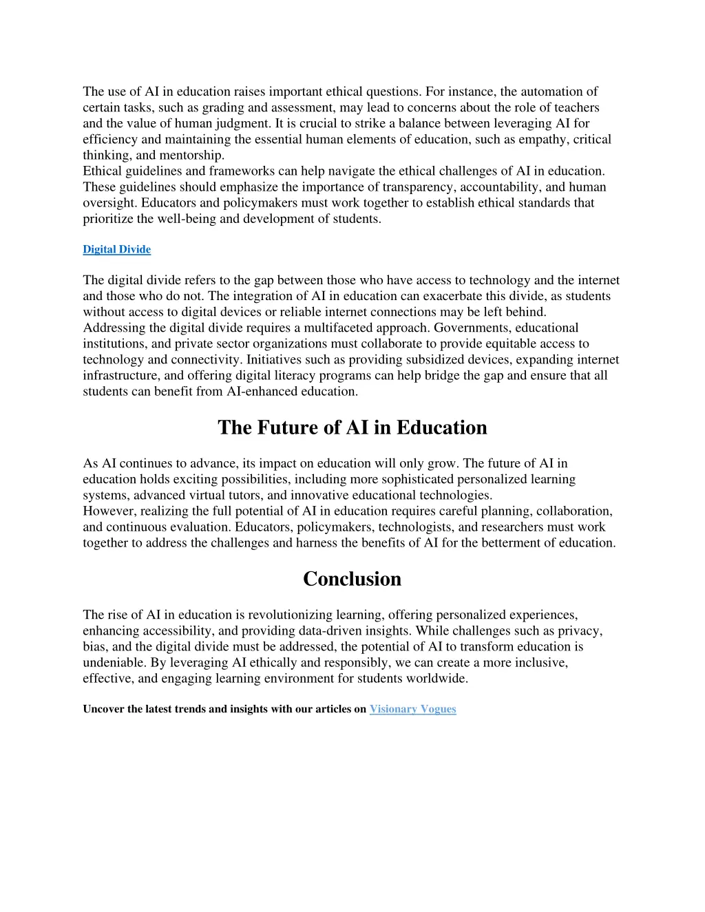 the use of ai in education raises important