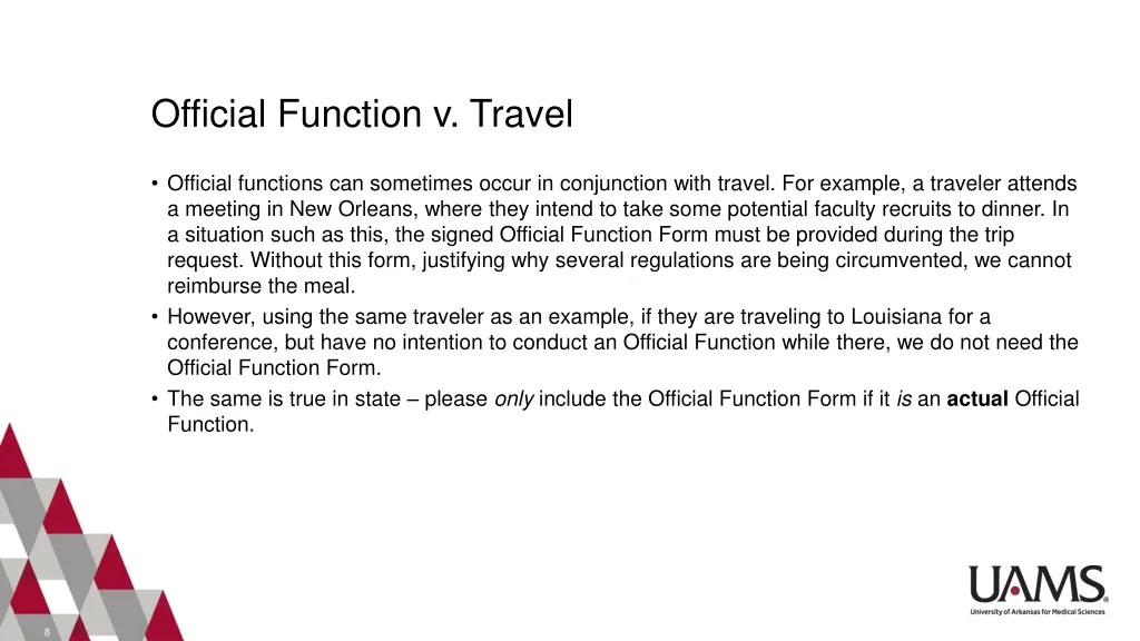 official function v travel