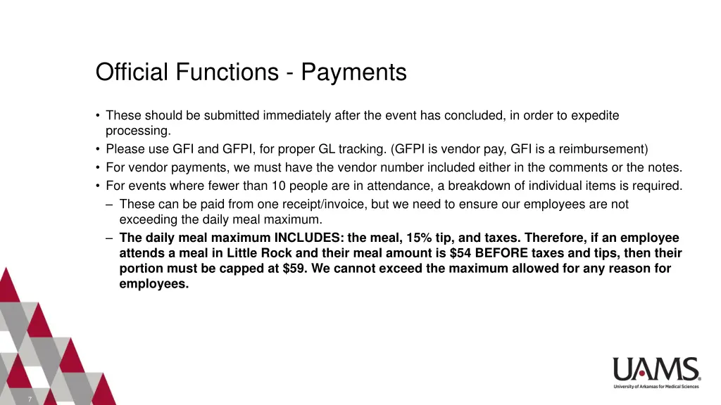 official functions payments