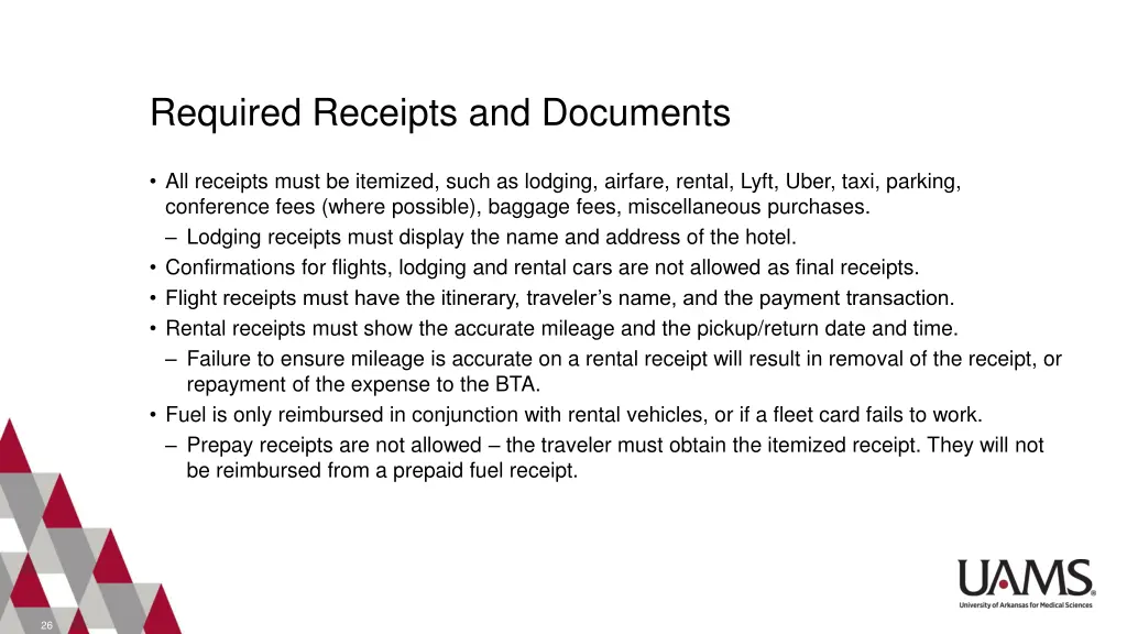 required receipts and documents 2