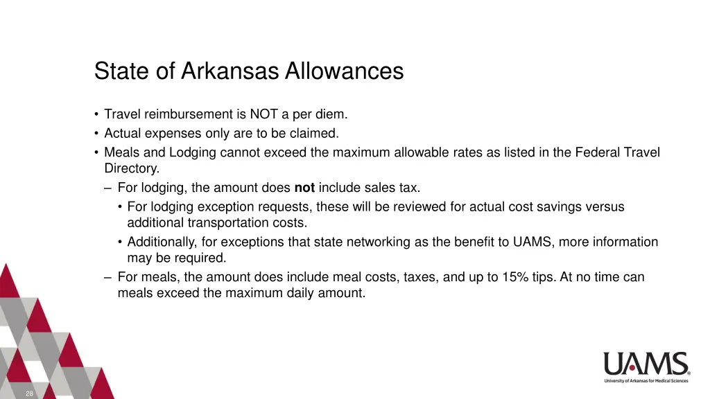 state of arkansas allowances