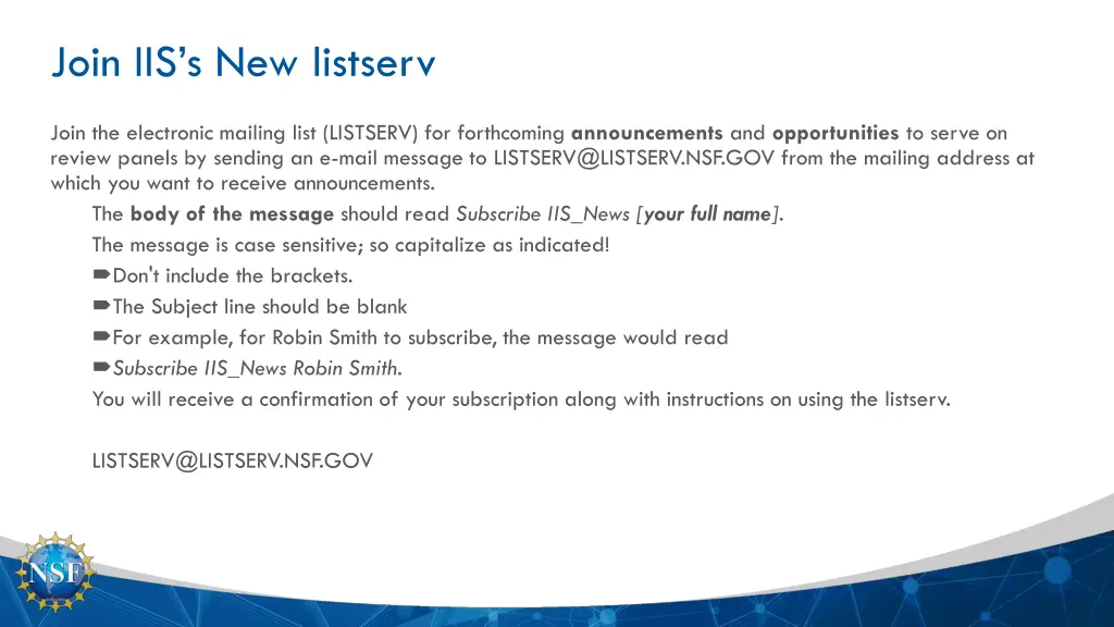 join iis s new listserv