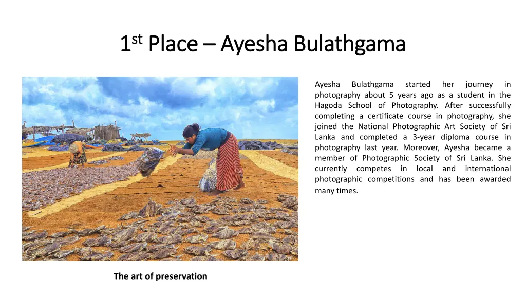 1 1 st st place place ayesha bulathgama ayesha