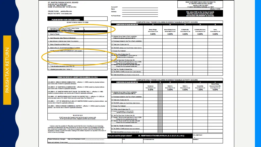 parish tax return